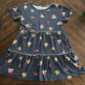 Girls cotton tier floral print dress